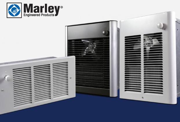 three Marley wall heaters arranged together